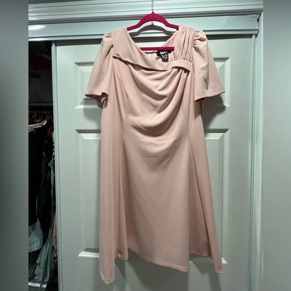 chinese dress ladies Baby Pink and White Striped Eyelet Hem Mini Dress